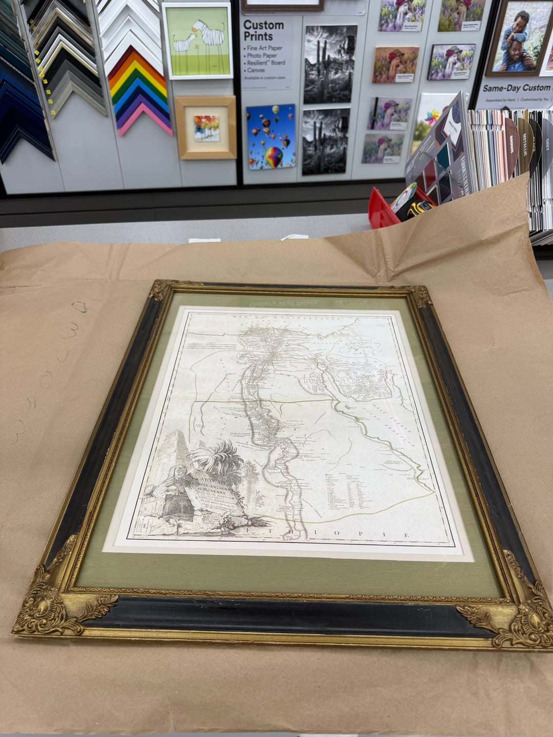 Customer photo review of Old Map of Ancient Egypt by Delamarche, 1757: Nile, Pyramids, Sphinx, Temples, Cairo, Giza, Luxor, Memphis, etc.