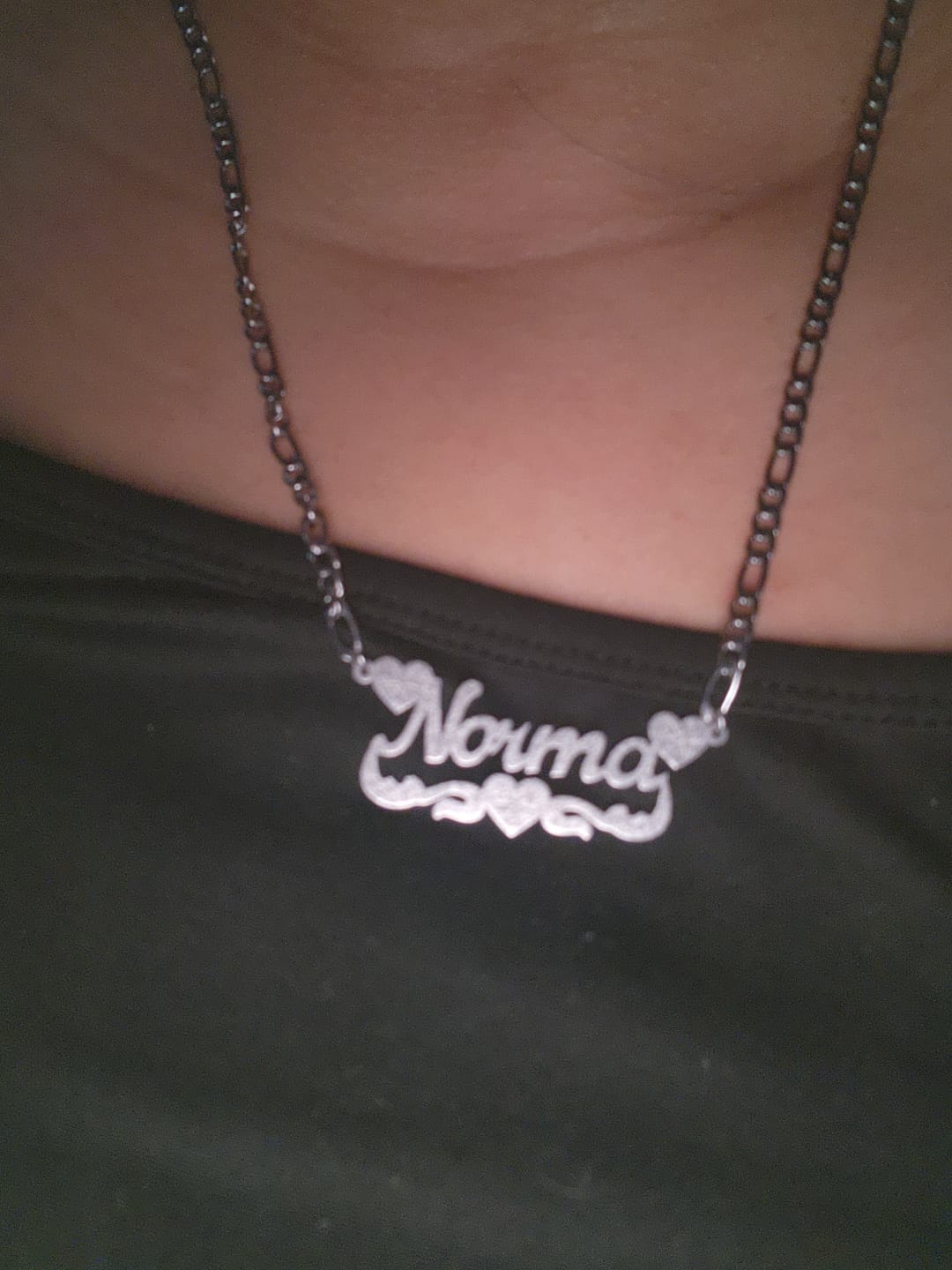Customer photo review of Diamond Cut Lovely Heart Name Necklace