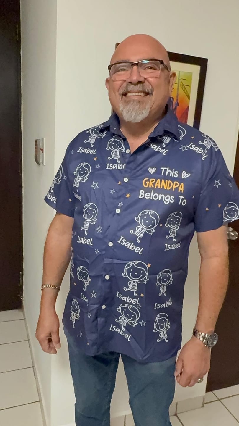 Customer photo review of Personalized Hawaiian Shirt- This Grandpa Belongs To Doodle