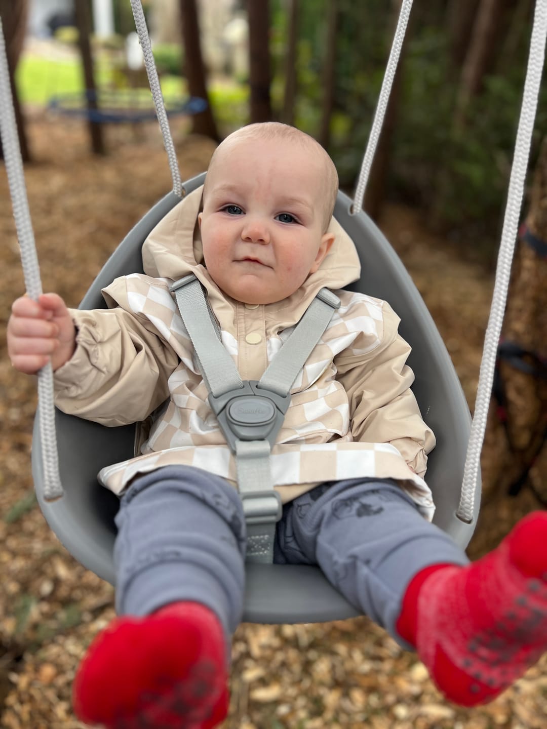 Customer photo review of Pullover Windbreaker in Salt + Sand Checkered