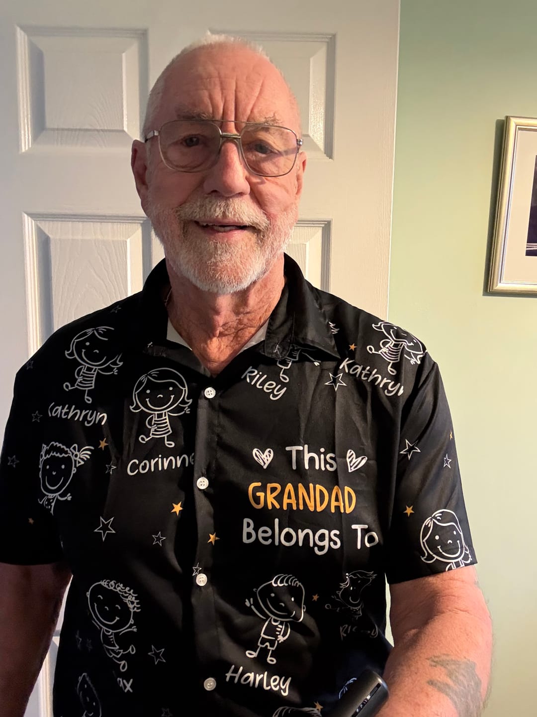 Customer photo review of Personalized Hawaiian Shirt- This Grandpa Belongs To Doodle
