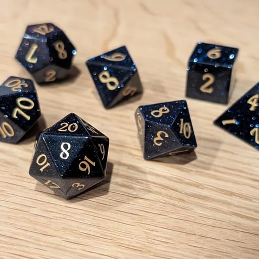 Customer photo review of Cosmic Veil Dice Set (Blue Sandstone)