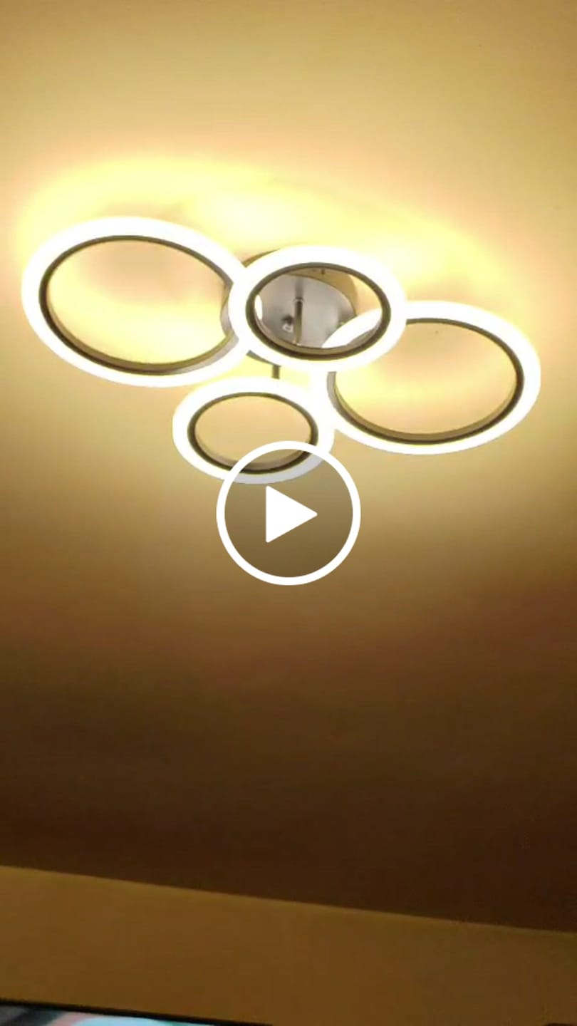 Customer video review of Lustra LED 2+2 CIRCLE BLACK Echivalent 400W Telecomanda