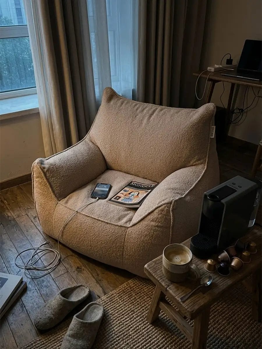 Customer photo review of DODO BEAN BAG - BOUCLE CAMEL