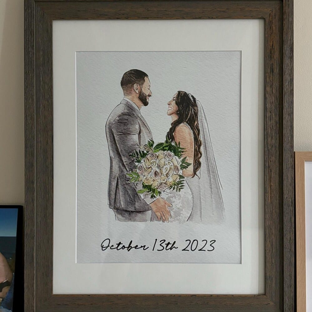 Customer photo review of Watercolor Hand Drawn Custom Portrait