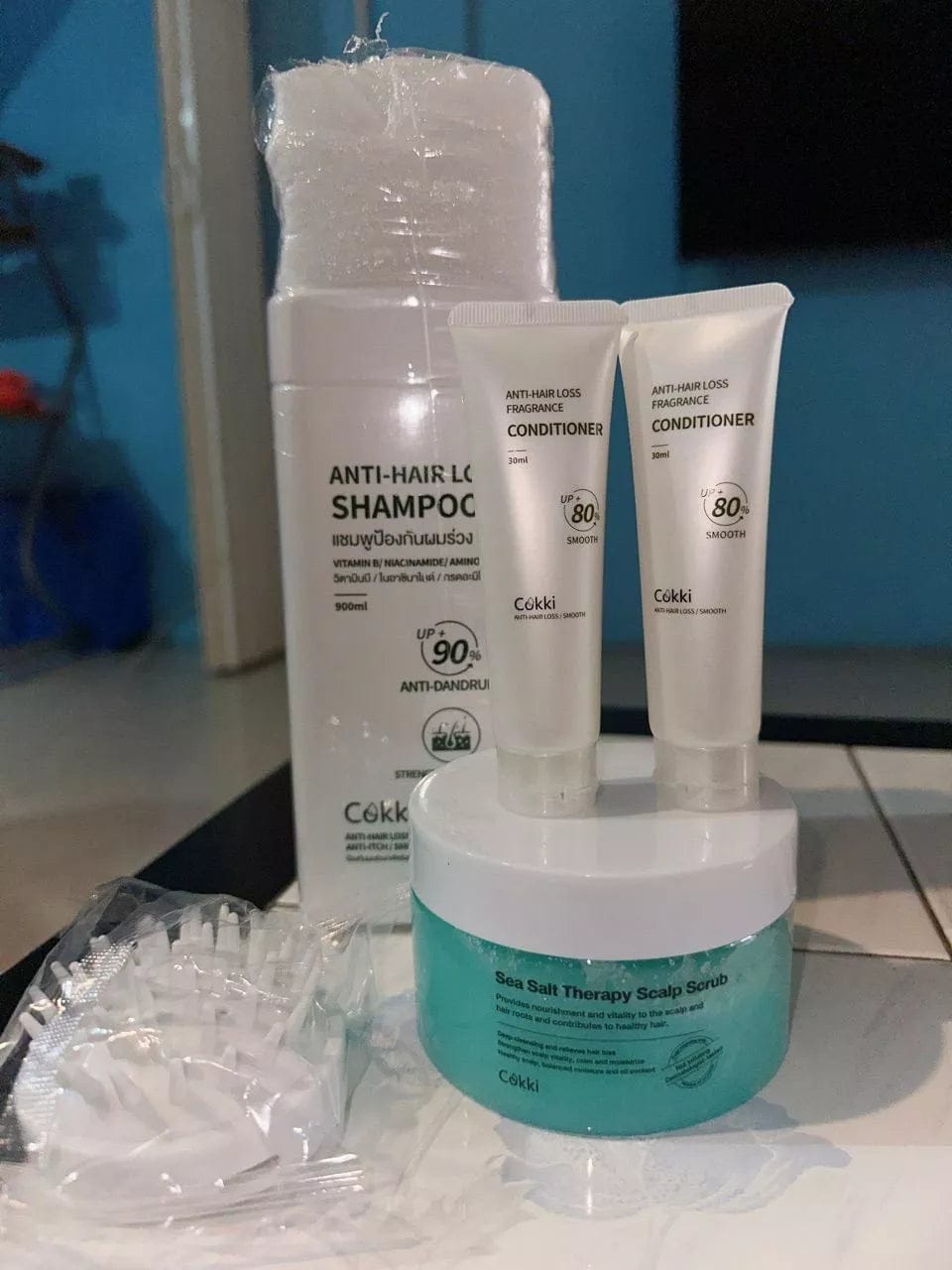 Customer photo review of สครับขัดหนังศีรษะและเส้นผมจากเกลือทะเล 300 กรัม