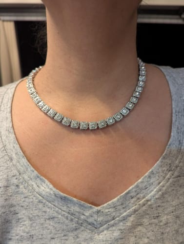 Customer photo review of Iced Out Chains for Men Moissanite Tennis Necklaces