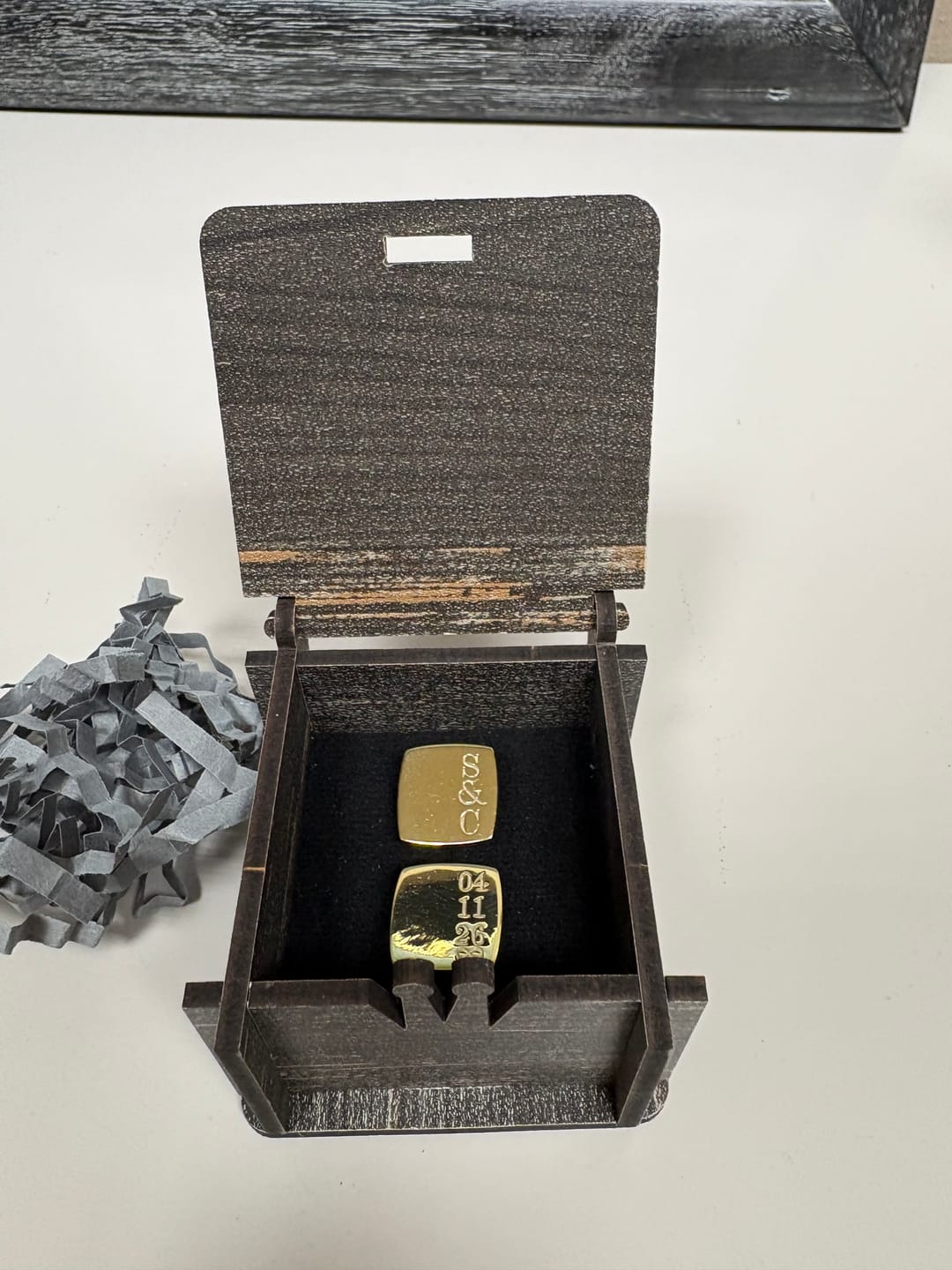 Customer photo review of Wedding Cufflinks Custom Engrave Date and Initials