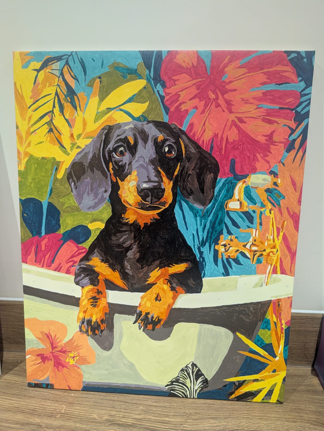Customer photo review of Tropical dachshund | Paint by Number