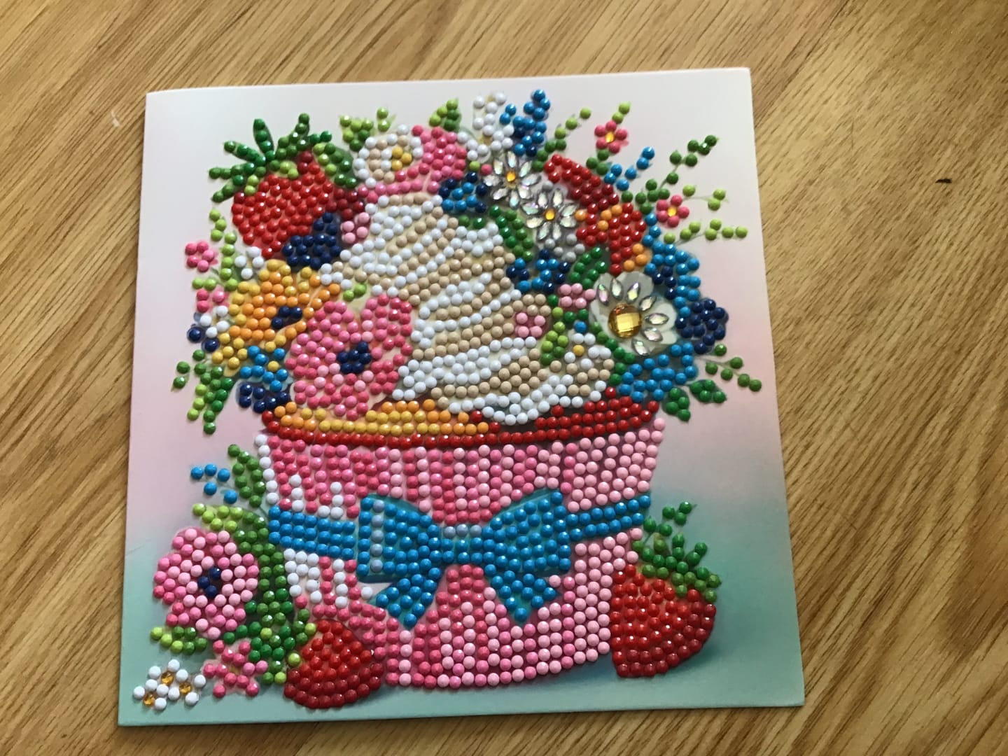 Customer photo review of Strawberry Cupcake Crystal Art Card Kit 15cmx15cm