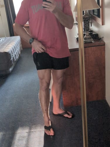Customer photo review of Quads of the Gods Gym Shorts - Premium Lifting Shorts Australia - Black/Red | Stay Shredded