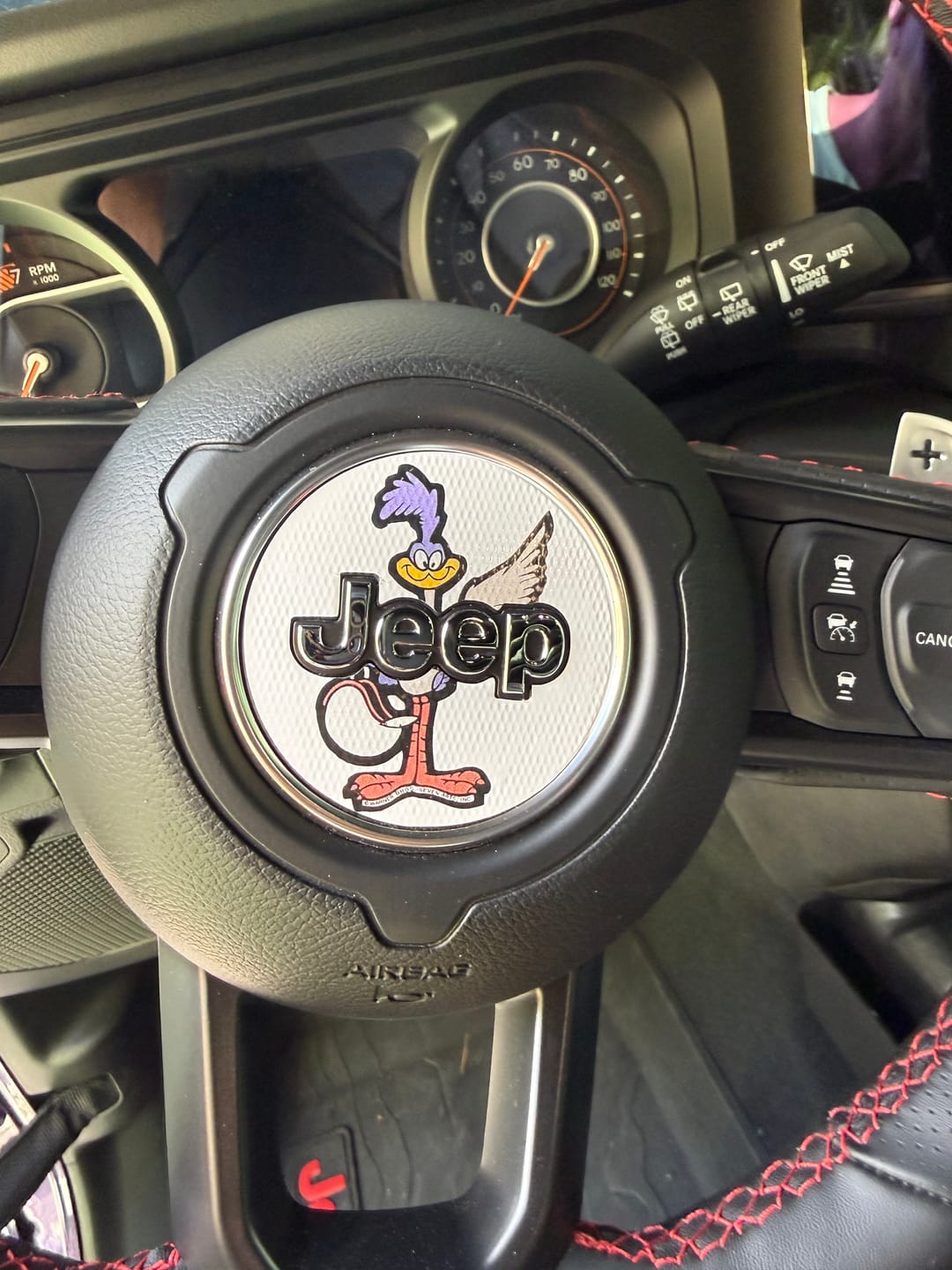 Customer photo review of Design Your Own Steering Wheel Decal for Jeep