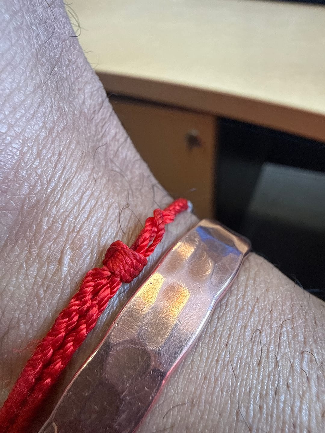 Customer photo review of Buddha Stones 925 Sterling Silver Endless Knot Protection Luck Red String Bracelet Anklet