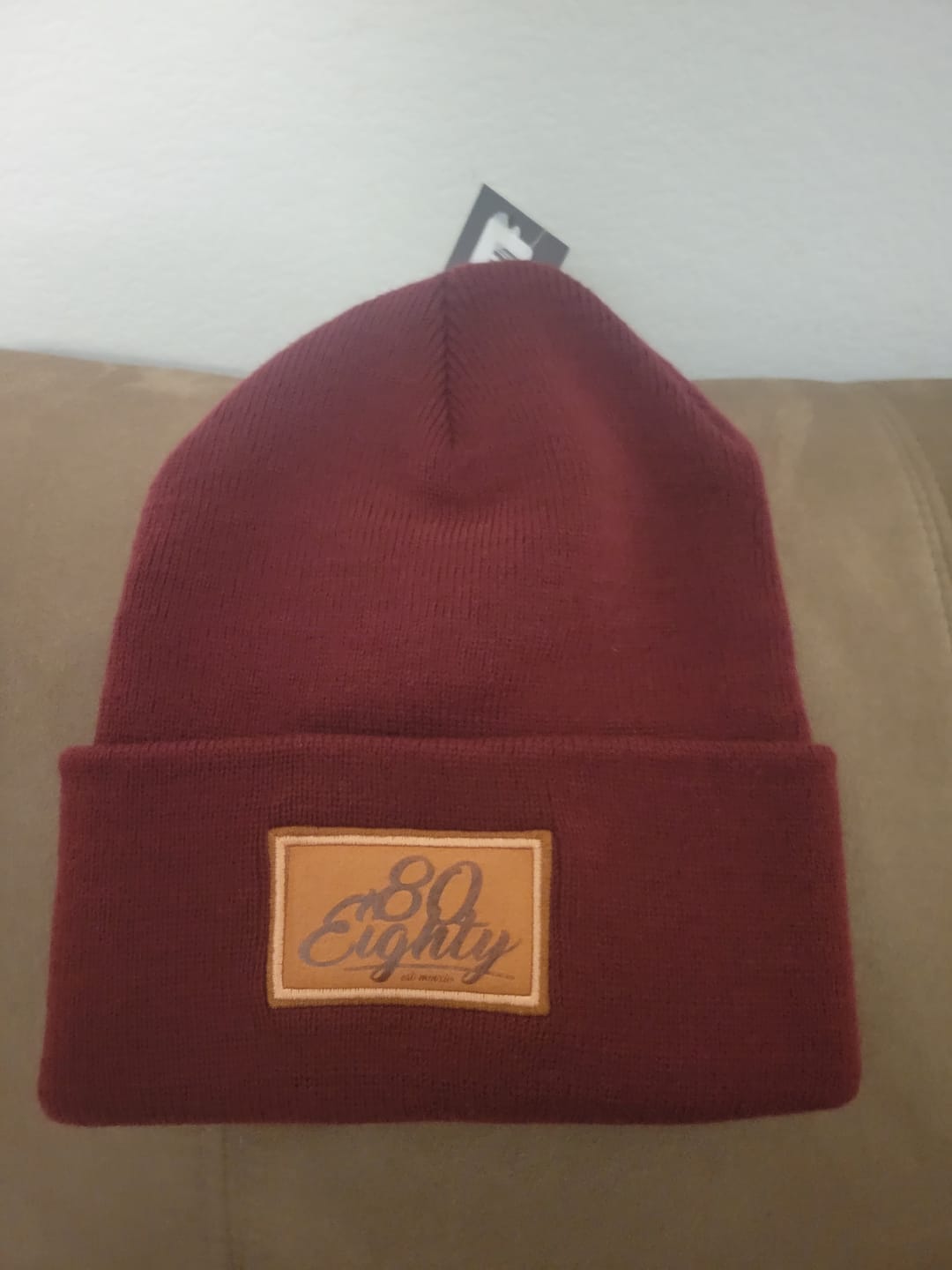 Customer photo review of 80eighty® Maroon Patch Beanie