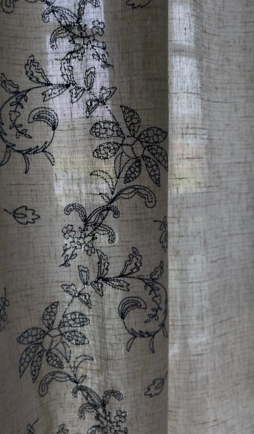 Customer photo review of Embroidered Vine Linen Blend Curtains