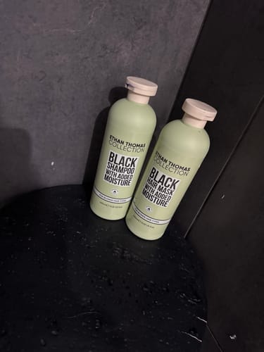 Customer photo review of Ethan Thomas Black shampoo & mask duo