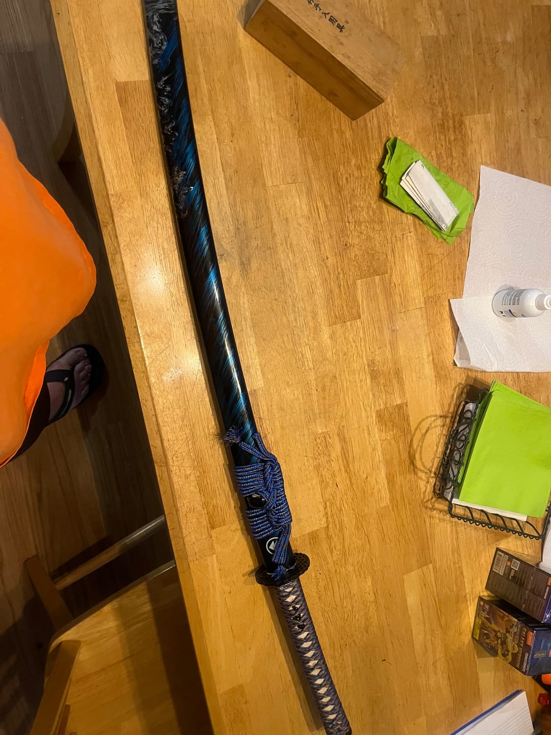Customer photo review of The Doragon suparo Handmade Katana Extra Sharp Spring Steel Unokubi-Zukuri