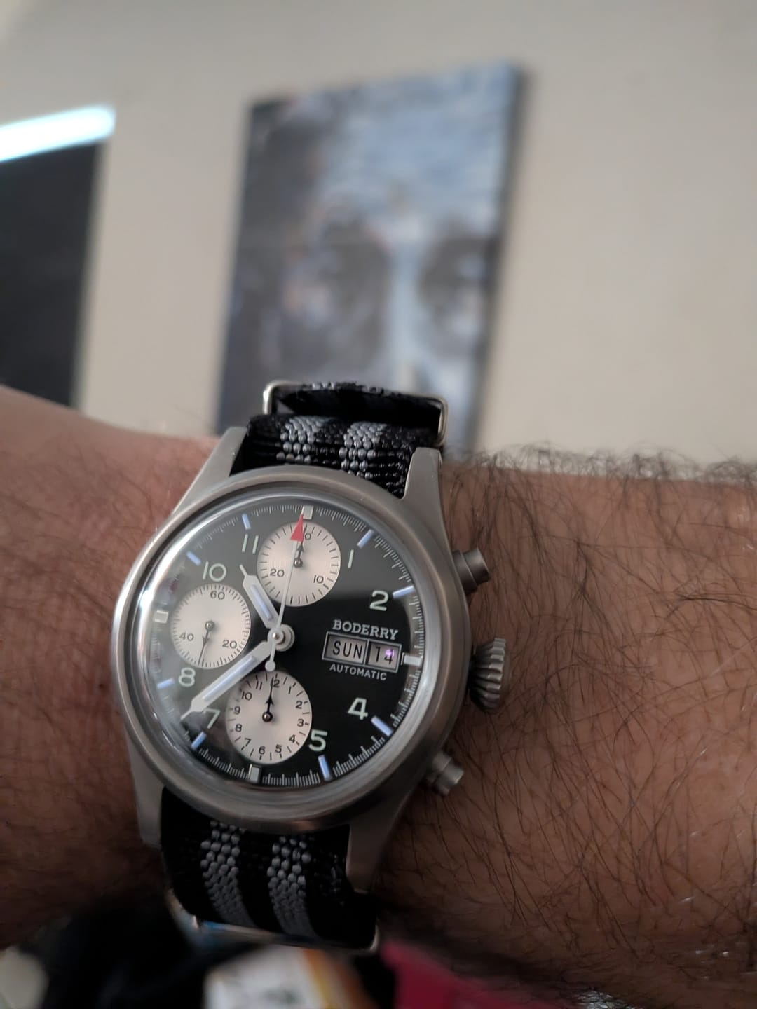 Customer photo review of LANDMASTER Chronograph – Titanium Automatic Tritium Field Watch | Purple-bracelet