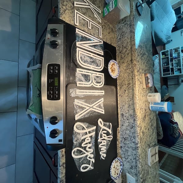 Customer photo review of First & Middle Wooden Name Sign