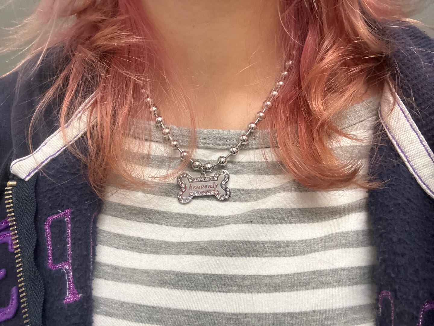 Customer photo review of Heavenly Bone Ballchain Necklace