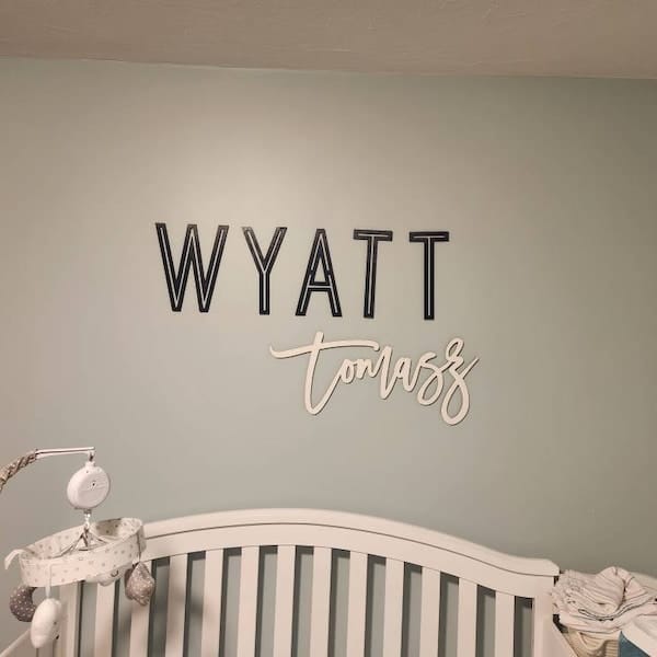 Customer photo review of First & Middle Wooden Name Sign