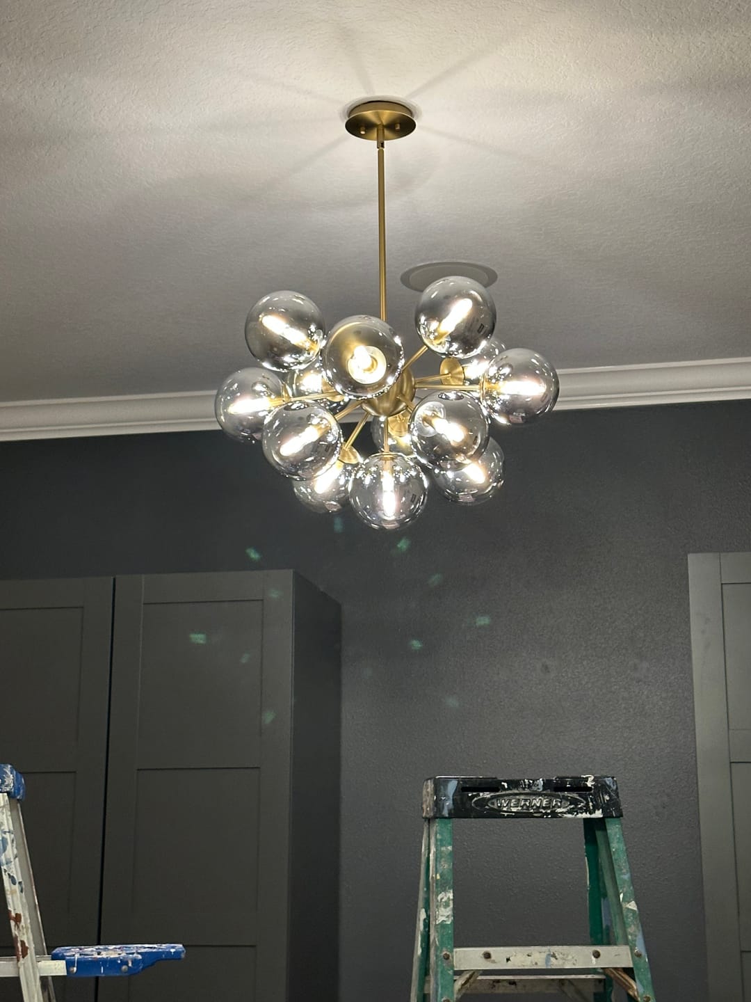 Customer photo review of Glam Dark Pearl Sputnik Smoked Glass Bubble Chandelier Light Fixture