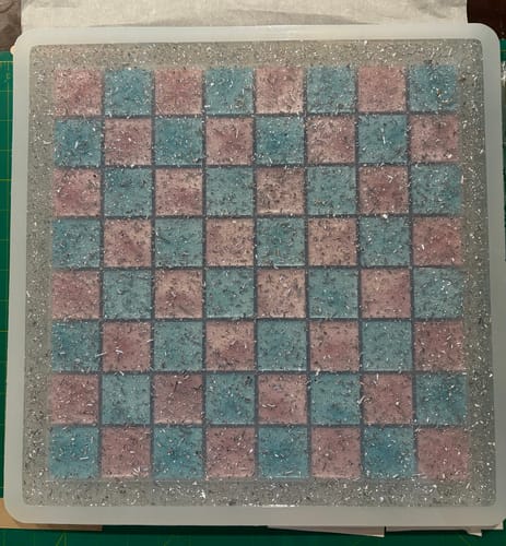Customer photo review of 14.5x14.5x0.5" Medium Chess Board Silicone Mold With 1.5" Squares