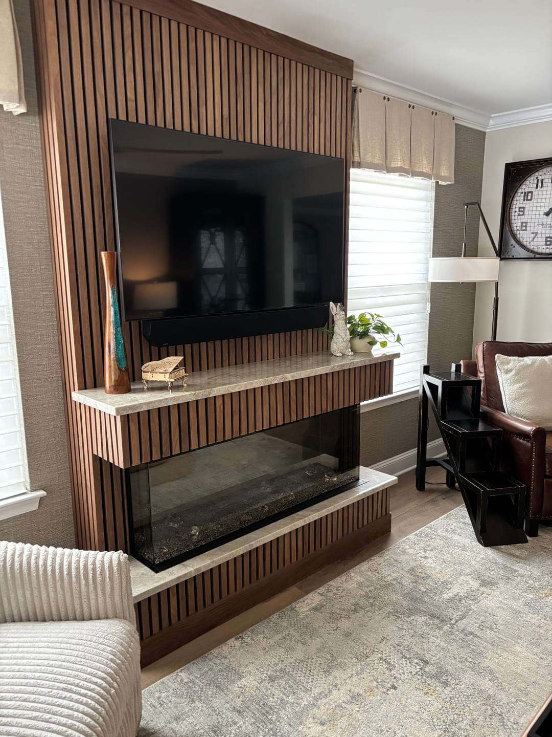 Customer photo review of Natural Walnut Acoustic Slat Panels 94.5" or 120"