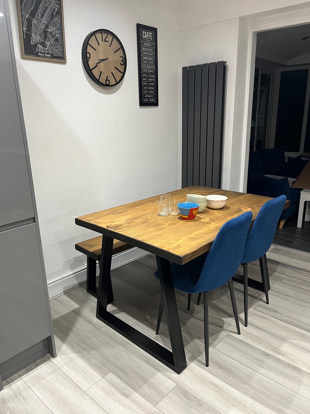 Customer photo review of Industrial Dining Table with Trapezium Leg