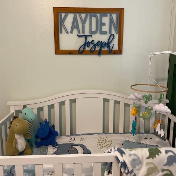 Customer photo review of First & Middle Wooden Name Sign