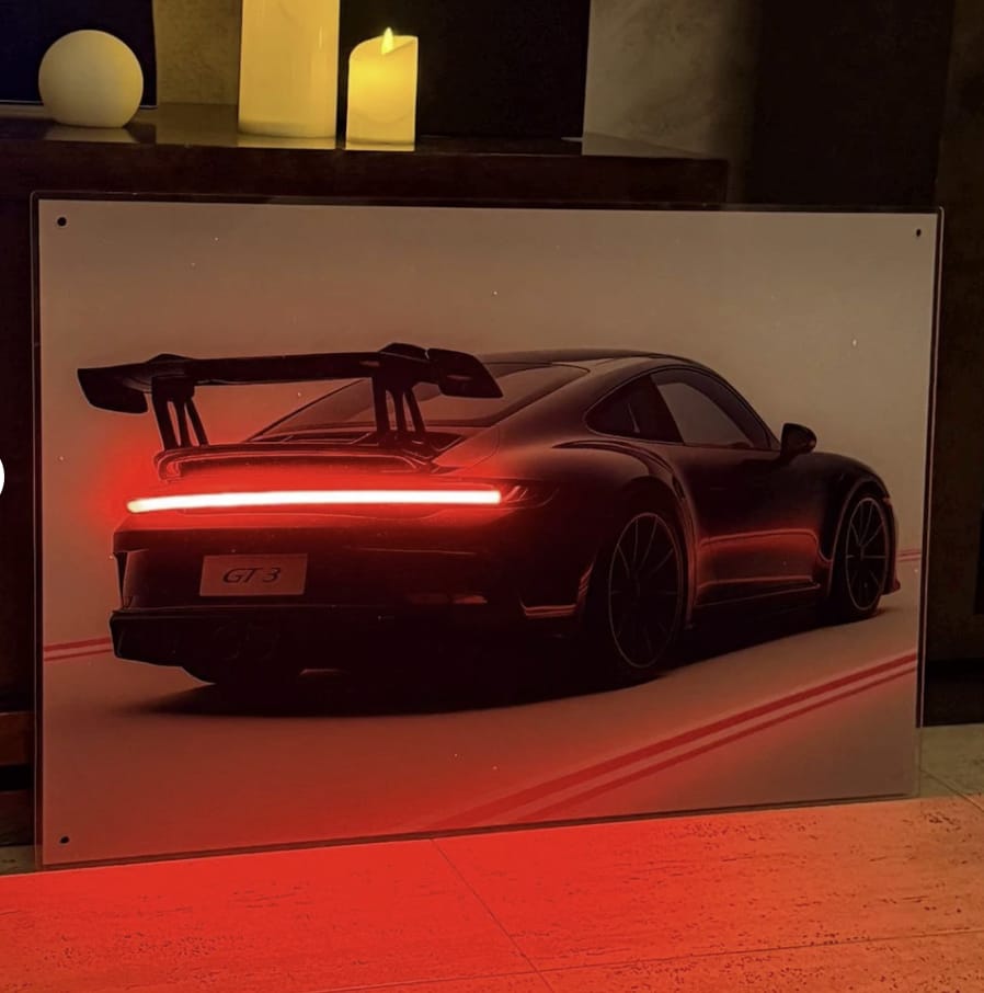 Customer photo review of Design Your Own Neon Car Photo Frame |  Personalized LED Gift