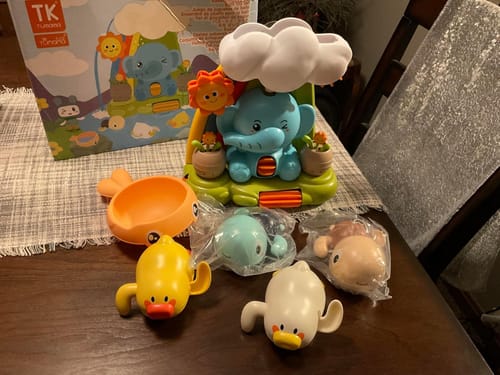 Customer photo review of Interactive Baby & Toddler Waterfall Bath Toy Set that Stick to the Wall