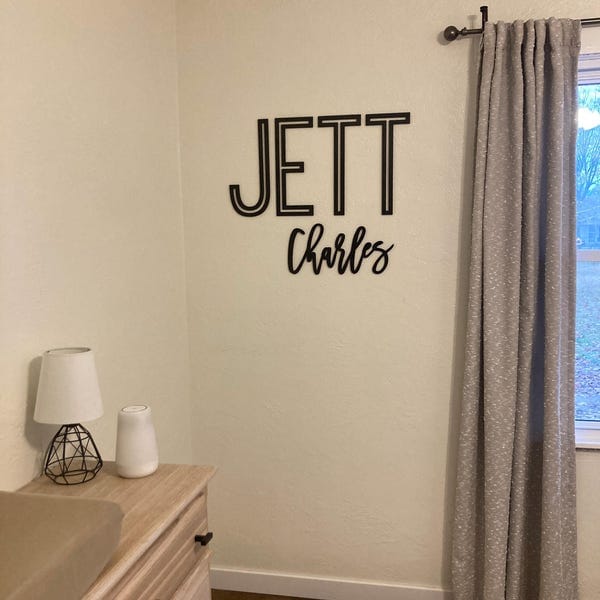 Customer photo review of First & Middle Wooden Name Sign