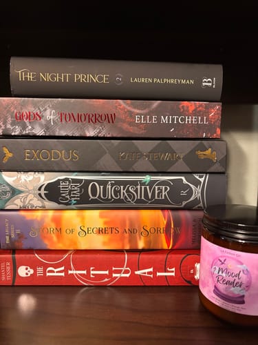 Customer photo review of Mood Reader | Book Themed Candle
