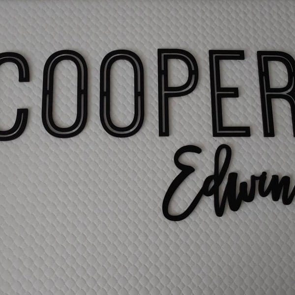 Customer photo review of First & Middle Wooden Name Sign