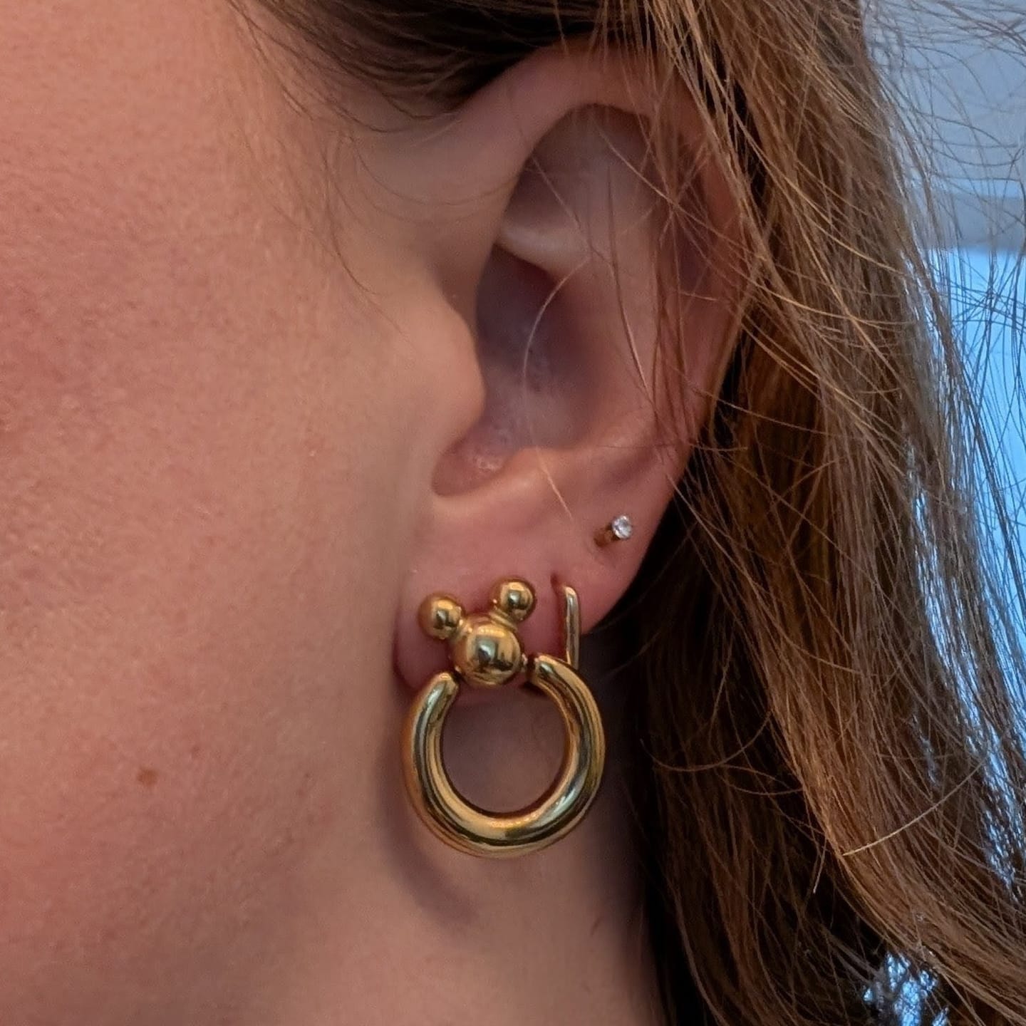 Customer photo review of Leader of the Club Earrings