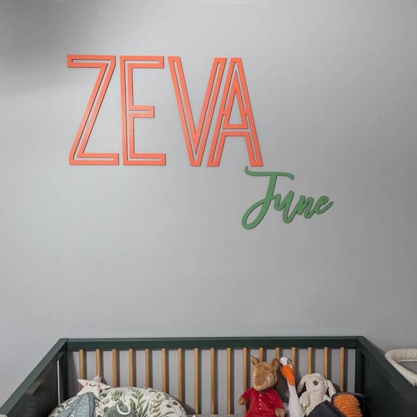 Customer photo review of First & Middle Wooden Name Sign