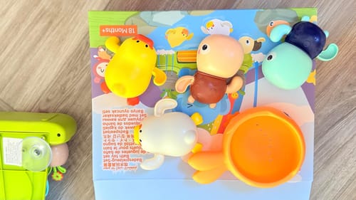 Customer photo review of Interactive Baby & Toddler Waterfall Bath Toy Set that Stick to the Wall