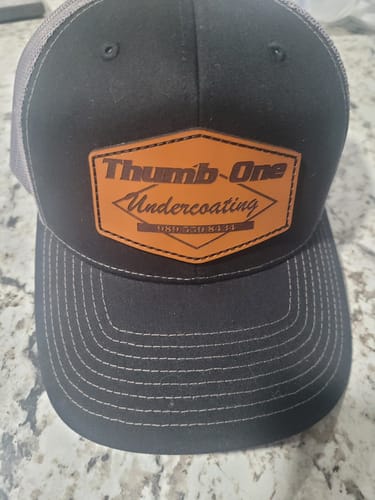 Customer photo review of Richardson 112 Genuine Leather Patch Hats Laser Engraved