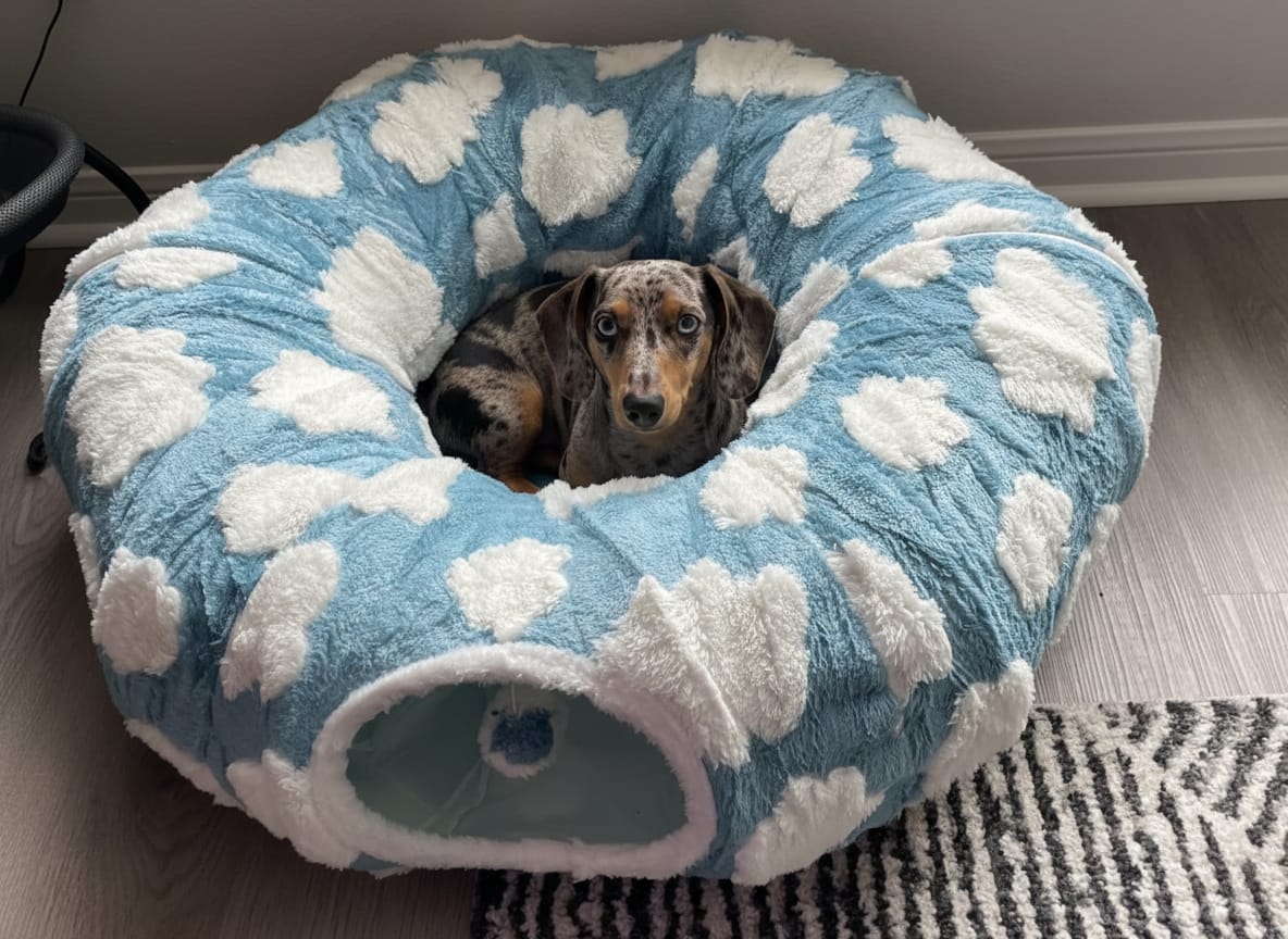 Customer photo review of Dachshund Tunnel Bed