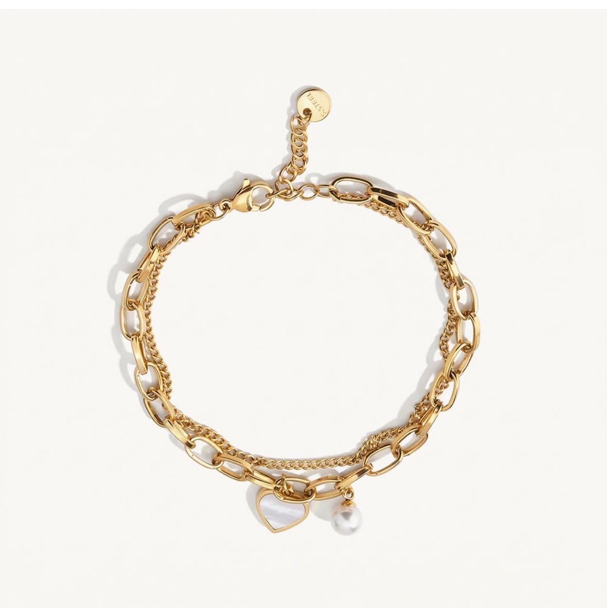 Customer photo review of Mini Pearl Heart Charm Chain Bracelet