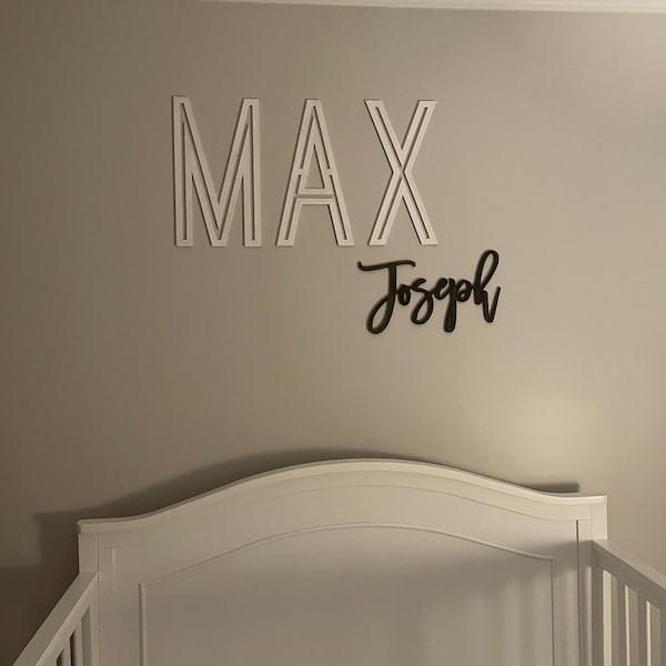 Customer photo review of First & Middle Wooden Name Sign