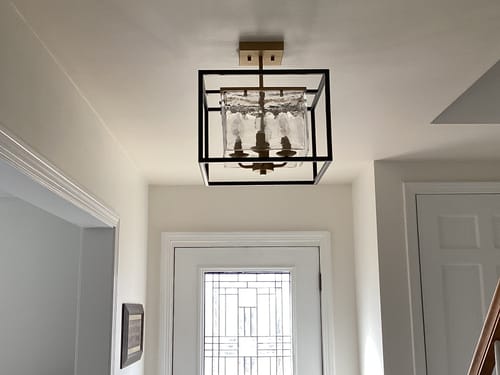 Customer photo review of 4-Light Square Water Glass Shade Semi Flush Mount