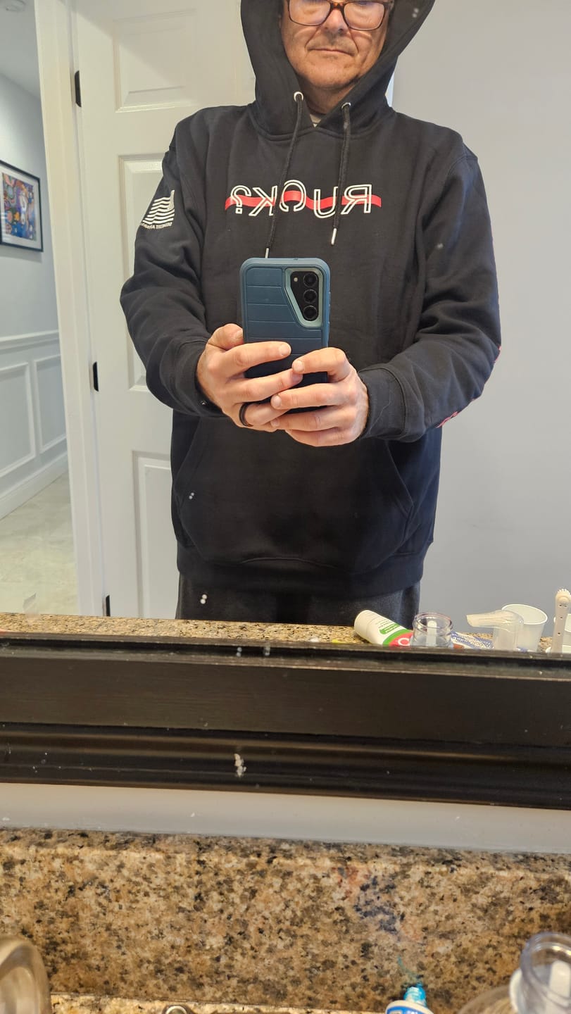 Customer photo review of Stigma Breaking Hoodie- Red Line
