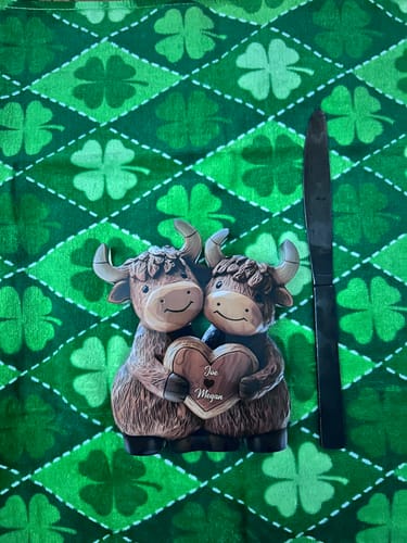 Customer photo review of Cute Highland Cow Couple - Personalized Highland Cow Custom Shaped Acrylic Plaque