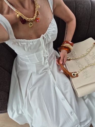 Customer photo review of Lori Sleeveless Sweetheart Midi Dress