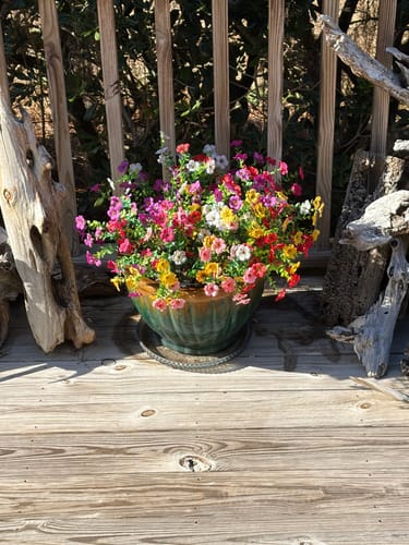 Customer photo review of Bulk 20 Bundles Artificial Flowers for Outdoor Fake Plants Spring Fall Decorations for Home Wholesale