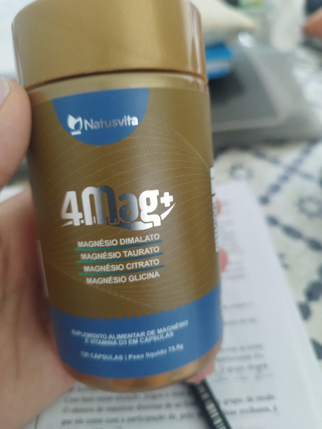 Customer photo review of 4MAG+ Complexo de Magnésio Quelato 4 em 1 — Bisglicinato Glicina, Dimalato, Citrato e Taurato + Vitamina D3. 120 Cápsulas