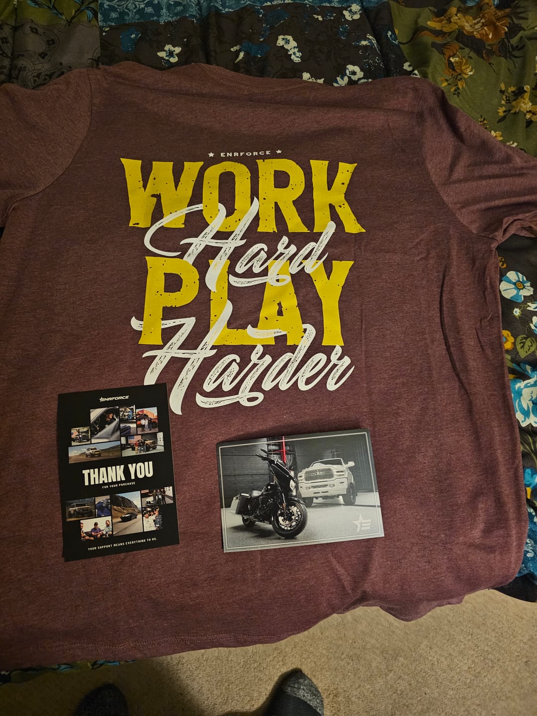 Customer photo review of Work Hard Play Harder Tee