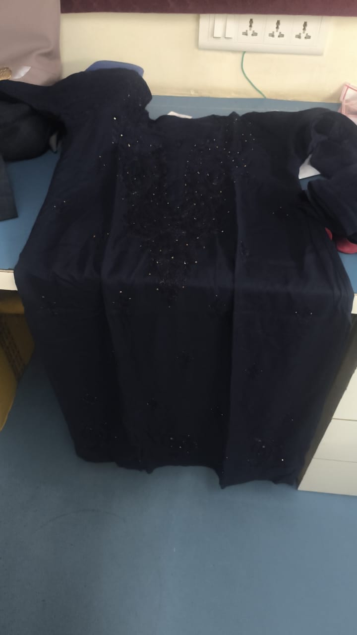 Customer photo review of Navy Blue 2 piece Rayon Mukaish set